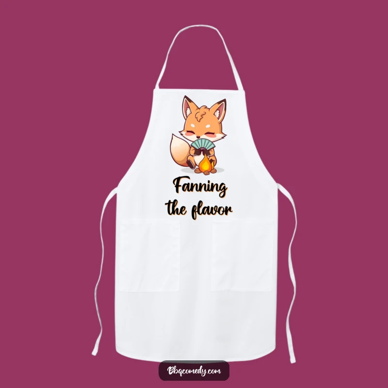 Funny Determined Fox Fanning Embers Apron: Cook with Focused Patience!