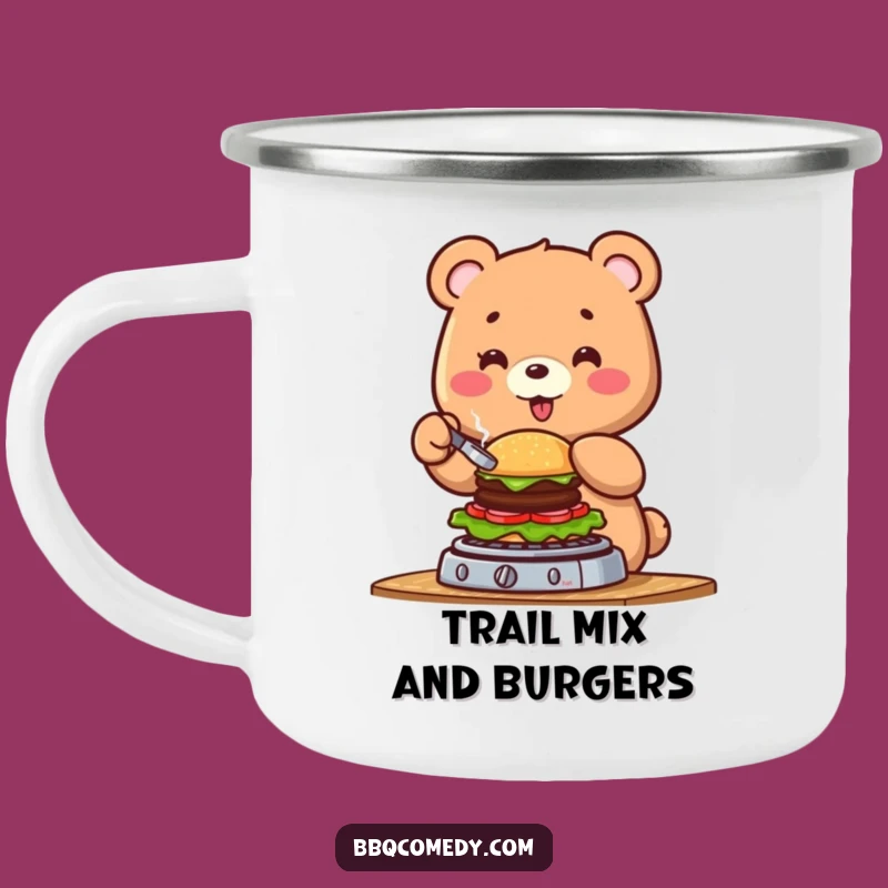 Funny Bear Burger Flipping Camping Mug: Fuel Your Adventures with Humor!