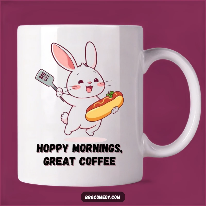Funny Bunny Hot Dog Mug - Bouncing BBQ Spatula Chef Gift!