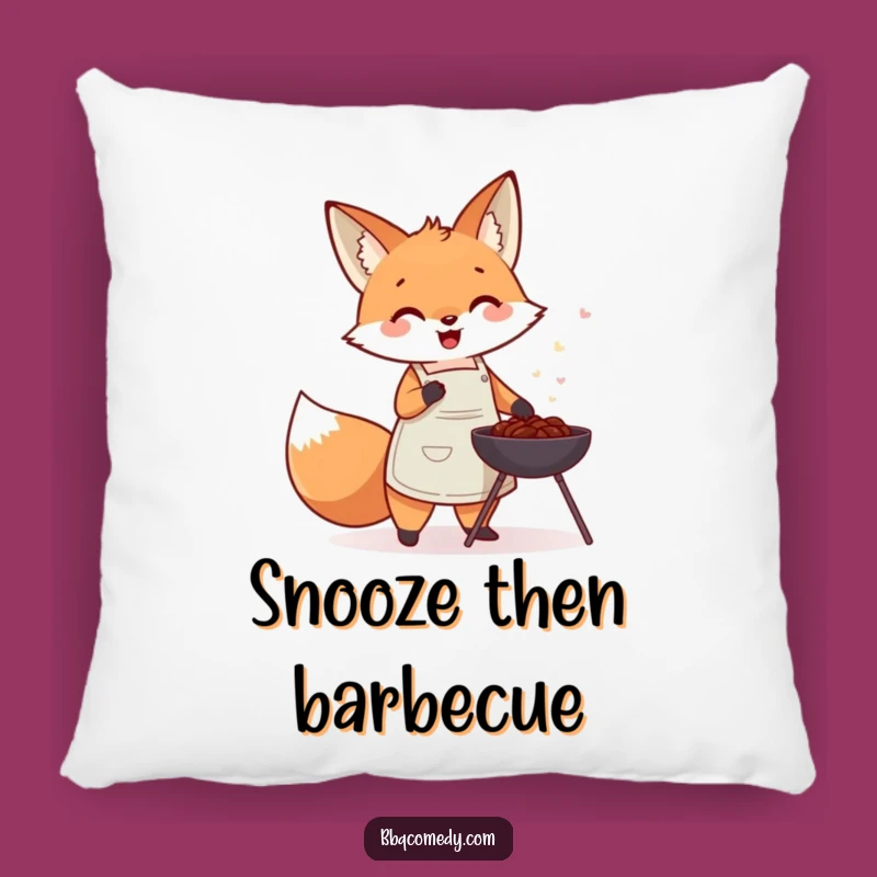 Funny Fox Chef Pillow - Cute BBQ Fanning Accent Cushion Gift!