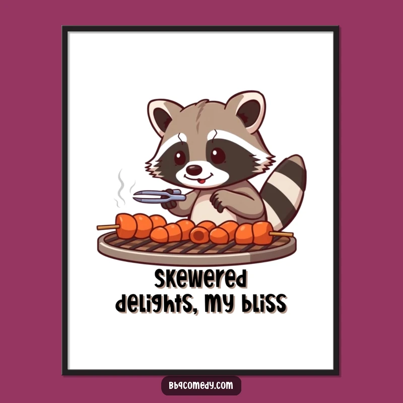 Funny Raccoon Grilling Digital Art - Playful BBQ Decor & Gift Idea!