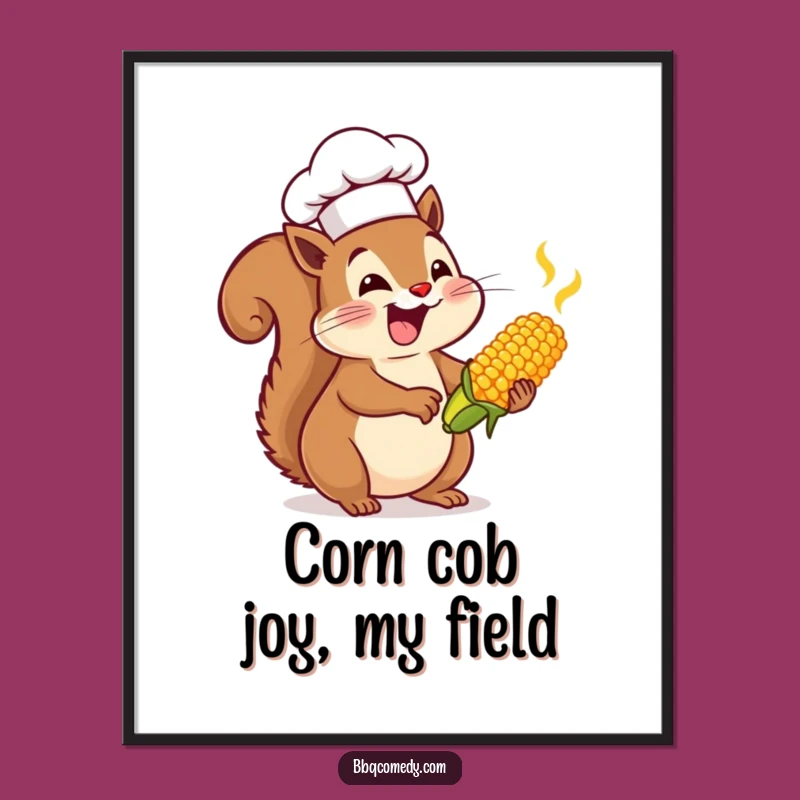 Funny Squirrel Chef Digital Art - Enthusiastic Corn Decor & Gift Idea!