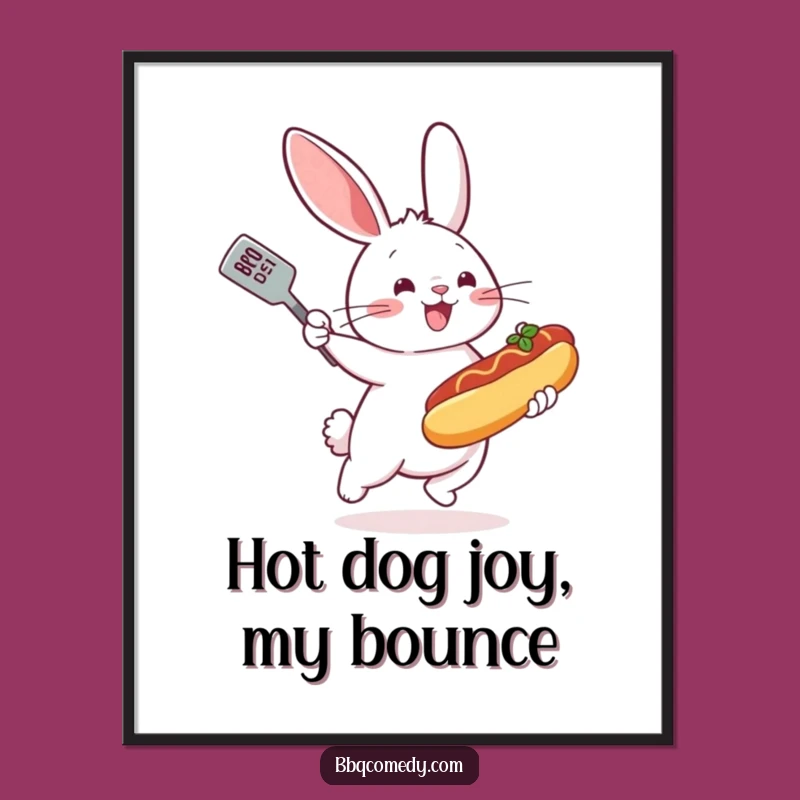 Funny Bunny Hot Dog Digital Art - Bouncing BBQ Decor & Gift Idea!