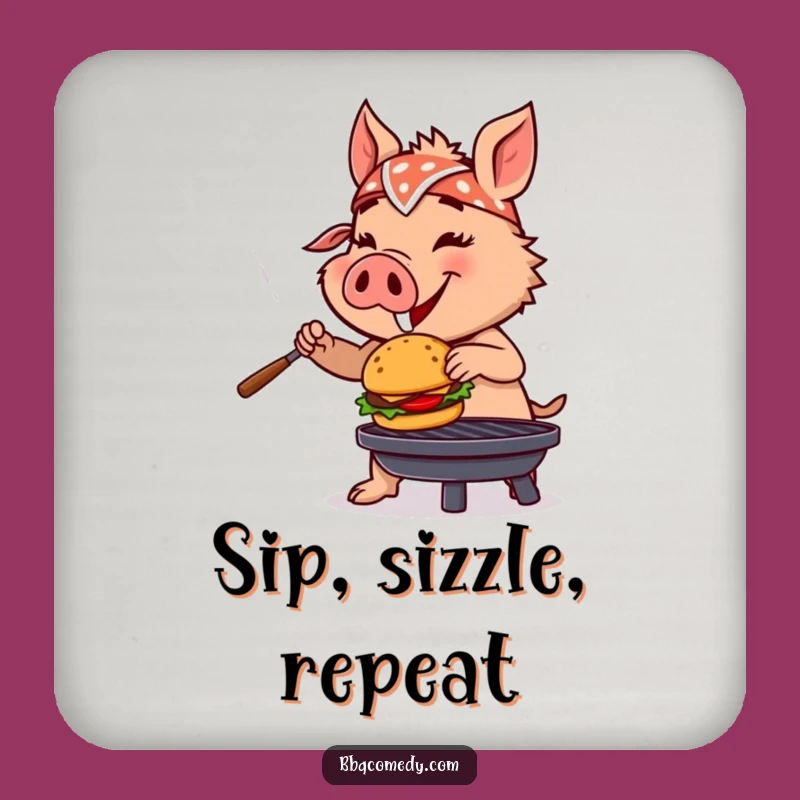 Funny Boar BBQ Coaster Set - Hilarious Grill Master Drink Protector Gift!