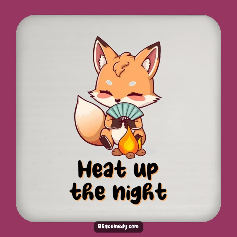 Funny Determined Fox Fanning Embers Coaster Set: Protect Surfaces with Focused Charm!