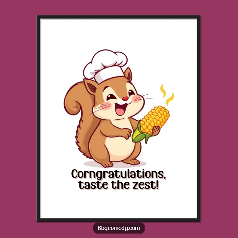 Funny Free Printable Wall Art: Squirrel Corn Chef, Gourmet Decor Downloadable Art