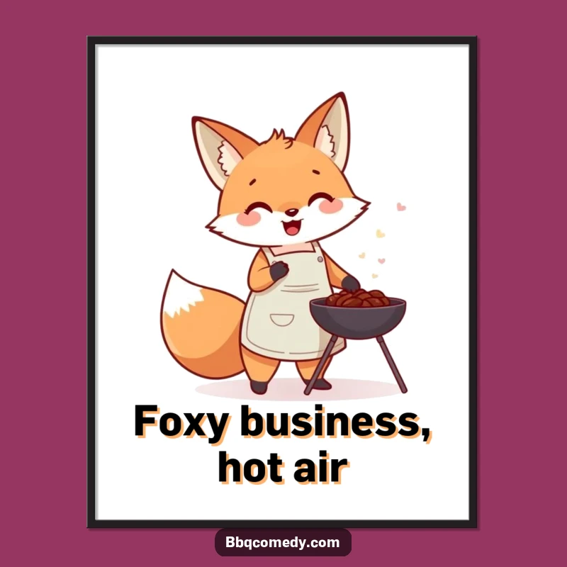 Funny Free Printable Wall Art: Fox BBQ Master, Cheerful Grilling Downloadable Art