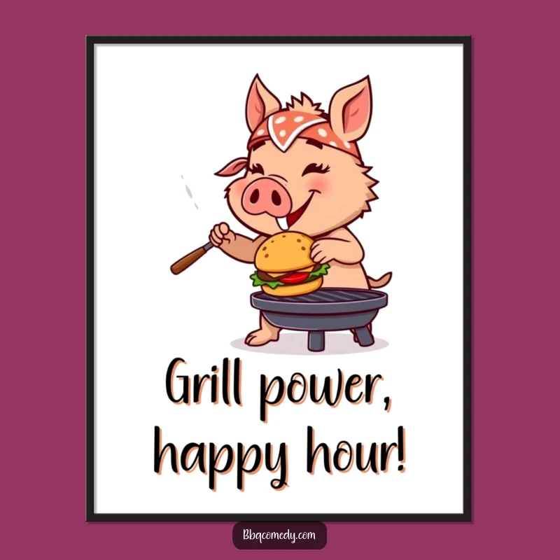 Funny Free Printable Wall Art: Boar Burger Flipper, Hilarious Grill Master Downloadable Art