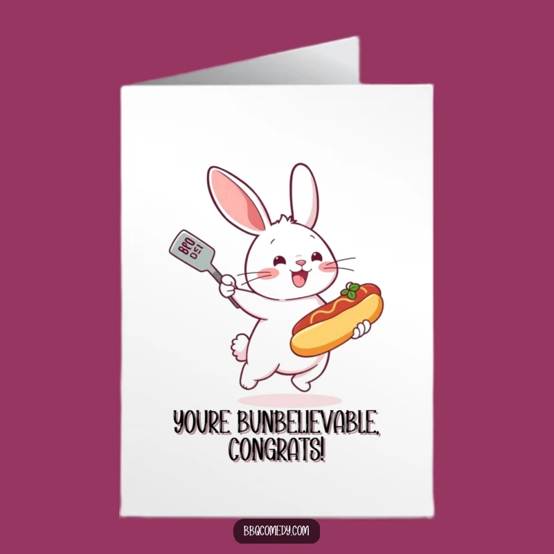 Free Printable Congrats Card: Bunny Hot Dog Chef, Success Downloadable Gift