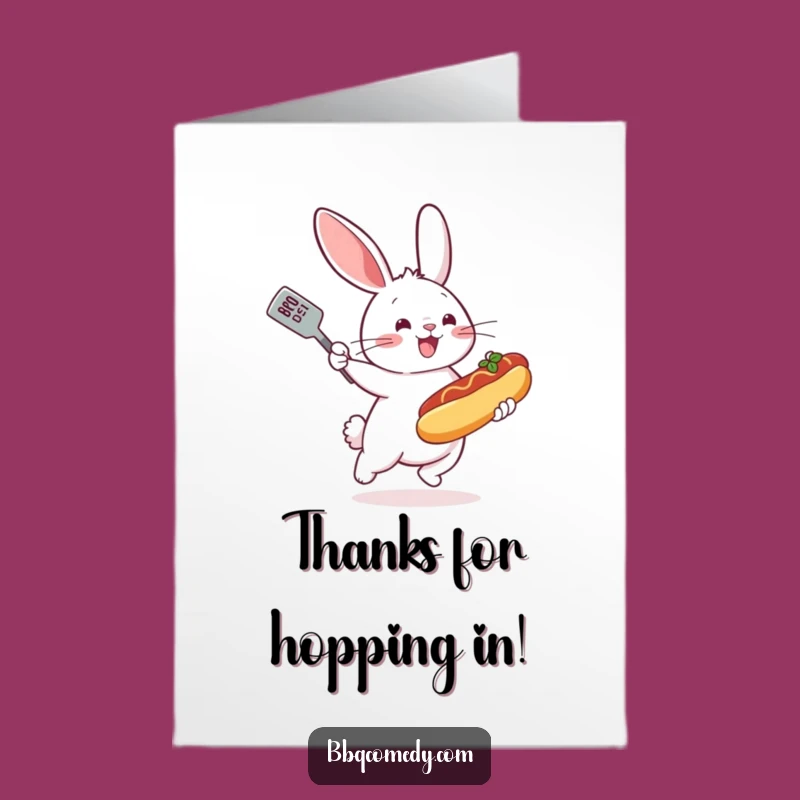 Free Printable Thank You Card: Bunny Hot Dog Griller, Gratitude Downloadable Gift