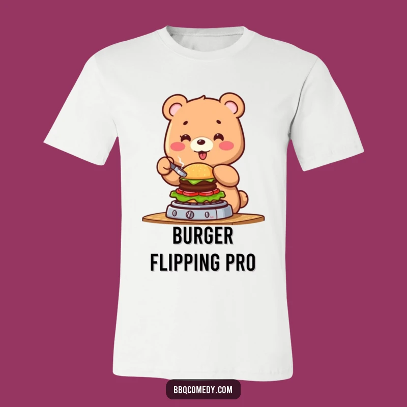 Funny Bear Burger Flipping T-Shirt: Show Off Your Grill Master Style!