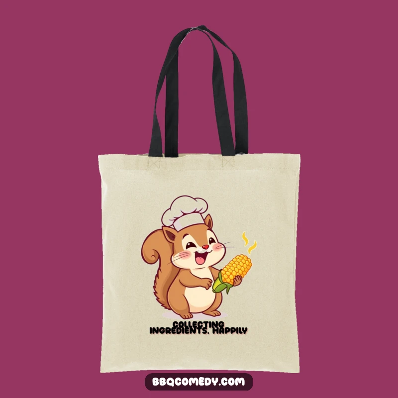 Funny Squirrel Chef Tote Bag - Joyful Corn Basting Carrier Gift!